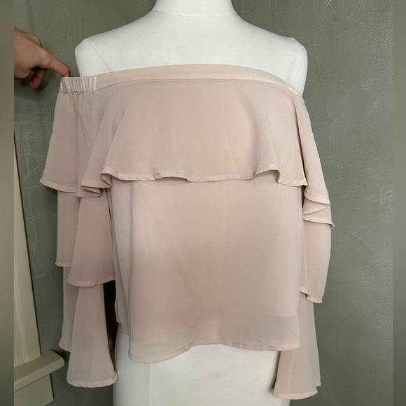 Off Shoulder Nude Pink Top - Picture 2 of 3